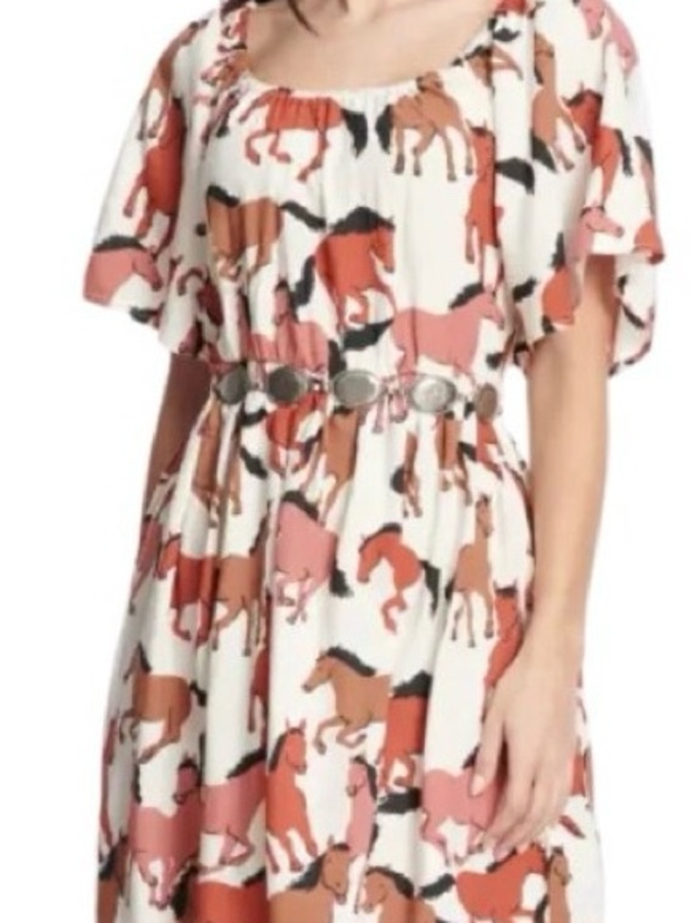 Wrangler off white Dress with Rust and Tan Horse Print